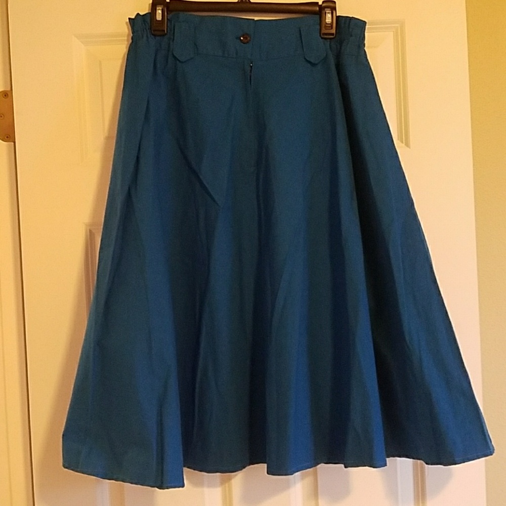 Vintage Full Peacock blue Skirt